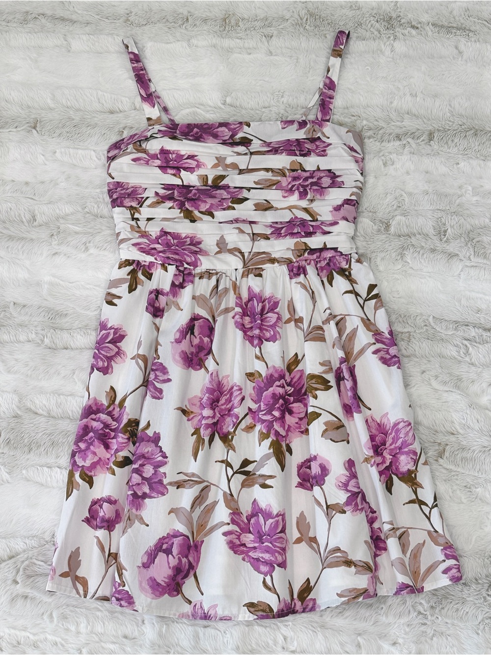 Abercrombie & Fitch White Dress with Purple Floral Print